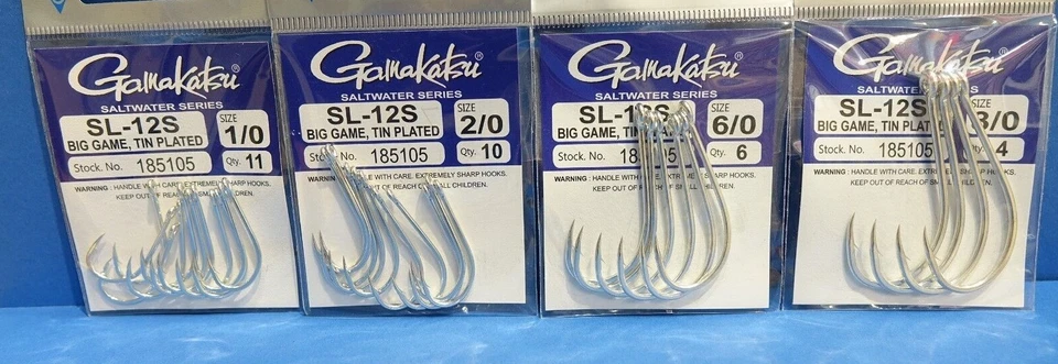 Gamakatsu SL-12S Big Game tin plated Größen #1/0 #2/0 #6/0 #8/0 Popovics SL-12S