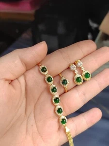 Imperial Green Spherical Jadeite Ring, Earring, and Bracelet Set SL047 - Picture 1 of 9