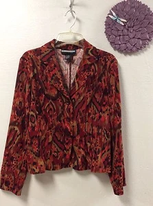 Requirements Petite Womens Lightweight Blazer Size 12P Black Burgundy Red 139 - Picture 1 of 6