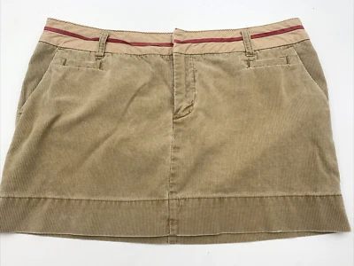 American Eagle Womens Corduroy Mini Skirt Sz 8 Beige Tan Pencil Pockets - Image 1 of 4