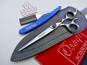 120daysWarranty_7.5" Osaqi Barber Hairdressing Hair Scissors/420c Japanese Steel - Imagen 1 de 12