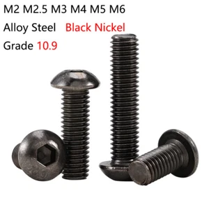 Tornillos de perno Allen cabezal redondo de níquel negro de 10,9 grados M2 M2,5 M3 M4 M5 M6 - Imagen 1 de 6