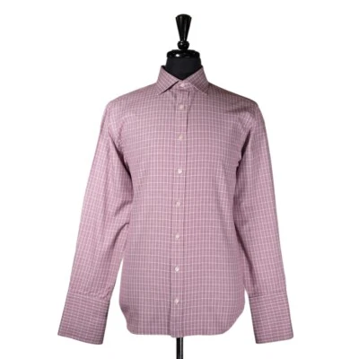 Camisa de vestir Charles Tyrwhitt para hombre 16 34 roja blanca a cuadros puño francés abotonada Foto 1 de 4