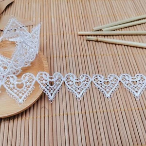 14 Yards - White / Black Hearts Trim Lace for Weddings, Headbands, Lace choker - Picture 1 of 9