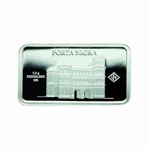 Barra de lingote de plata Alemania prueba 2,5 g puntos de referencia Porta Nigra puerta negra 03852 - Imagen 1 de 3