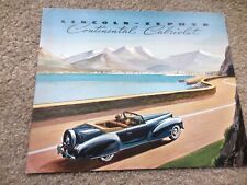 Original 1940 CONTINENTAL CABRIOLET by LINCOLN-ZEPHYR w/ Envelope, Letter & Card