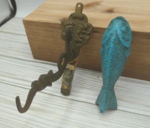 Metal Wall Hook Fish Sea Serpent Decor Nautical Hollywood Regency Coastal - Picture 1 of 9