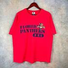 Vintage Florida Panthers NHL T Shirt Mens Sz L 90s Red Champion Single Stitch