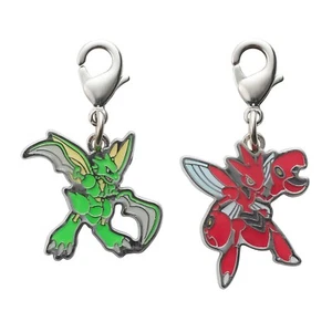 Pokemon Center National Zukan Metal Charm 123 212 Scyther Scizor - Picture 1 of 1