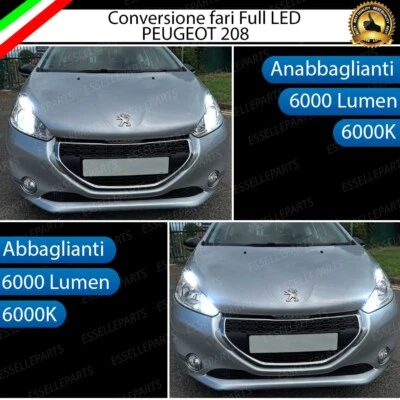 CONVERSIONE FARI FULL LED PER PEUGEOT 208 6000K BIANCO CANBUS NO ERROR - Immagine 1 di 4