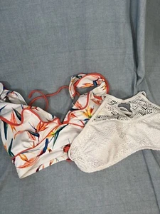 Lot of 2 Bikini Tops, Medium, Time and Tru NWT, No Boundries, White Crochet - Picture 1 of 11