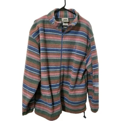 Chaqueta polar vintage Northern Reflections para hombre a rayas Blie malva cremallera talla L Foto 1 de 4