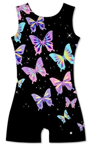 Gymnastics Leotards with Shorts for Girls Size 9-10 Years Old Colorful Butter... - Picture 1 of 5