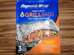 Reynolds Wrap sacchetti per griglia in alluminio resistenti 3 pz sigillati 15,5"" x 10"" - NUOVI. - Foto 1 di 1