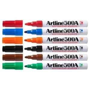 ARTLINE 500A/6W Whiteboard MARKER 2mm Bullet Nib Point Assorted Marker 6 Pack - Picture 1 of 4