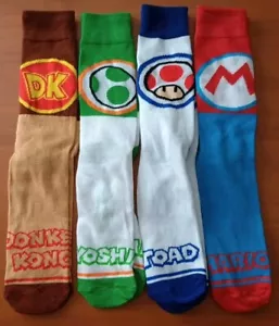 NEW 4 Super Mario Pair Crew Socks Set Size 8-12 F21 - Picture 1 of 1