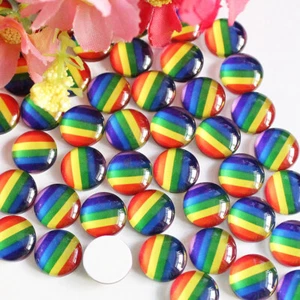 Arco Iris LGBT Vidrio Redondo Cabujones Base de Foto Plana Hágalo usted mismo Artesanía Joyería - Imagen 1 de 2