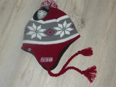 SJ St SAINT JOHN'S University RED STORM   SKI KNIT Tassel HAT CAP NEW  VERY WARM - Image 1 of 4
