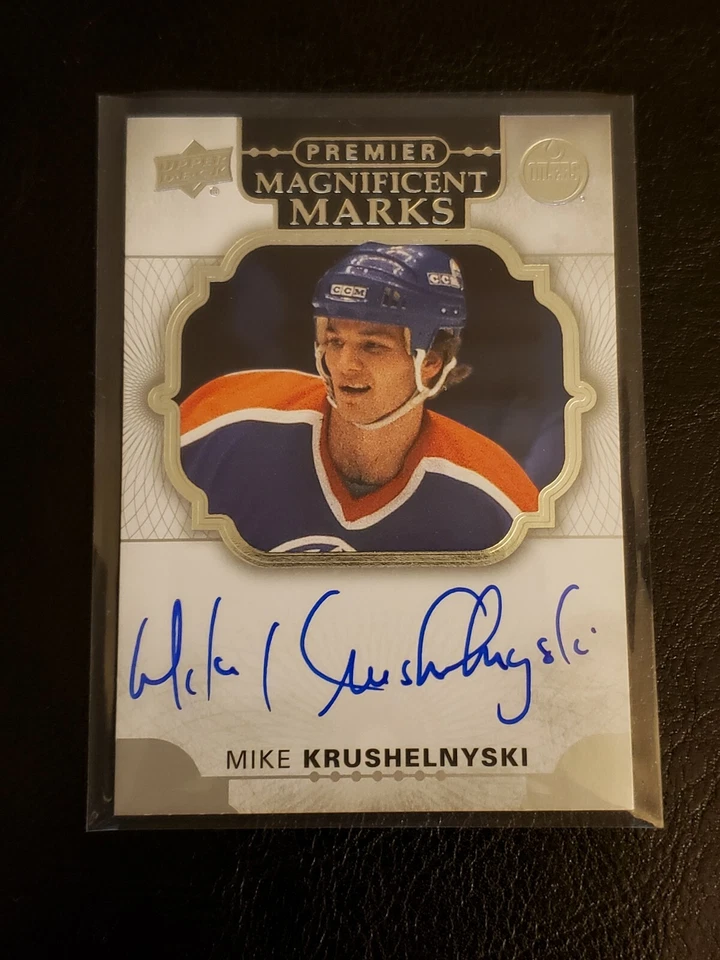 2017-18 UD Premier Magnificent Marks ON CARD Auto Mike Krushelnyski Oilers - Image 1 of 2