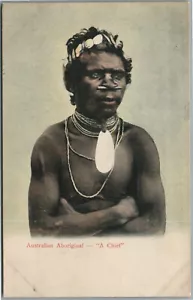 AUSTRALISCHE UREINWOHNER EIN HÄUPTLING ANTIKE POSTKARTE - Bild 1 von 2