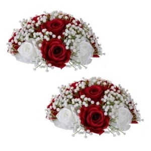 Flower Ball Arrangement Bouquet: Pcs 9.4 inch Diameter Rose Fake 2 Crimson - Picture 1 of 8