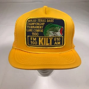 Vintage 90s Lake Conroe Bass Tournament Fishing Trucker Snapback Mesh Hat [DF04] - Picture 1 of 9