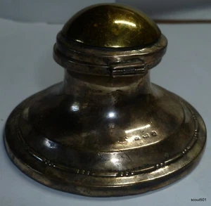 Antique UK Victorian Sterling Silver & Brass Hallmarks J Anchor Inkwell As Is - Picture 1 of 12