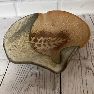 Artisan Pottery Bowl Art Leaf Natural Ash Tray Decor - Picture 1 of 7