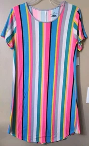 Bobbie Brooks Nightgown Rainbow Striped Short Sleeve Soft Stretch Size M-L-XL - Picture 1 of 7