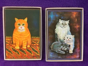 Nuevo Juego de 2 Placas de Pared Gatos Vintage Años 70 Etiquetadas Coloroll 8" x 5.5" - Imagen 1 de 8