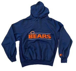 Vintage 90s Chicago Bears Starter Navy Hooded Sweatshirt Men Large - Picture 1 of 8