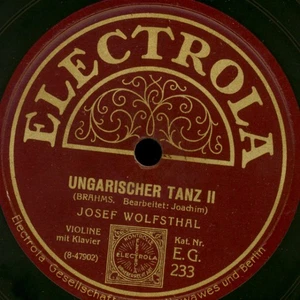 JOSEF WOLFSTHAL -VIOLIN- Brahms: Ungarischer Tanz II / FÖLDESY Schellack S9058 - Picture 1 of 2