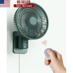 High Velocity Wall Fan Oscillating Remote Control Timer Whisper Quiet 8.5Inch US - Picture 1 of 9