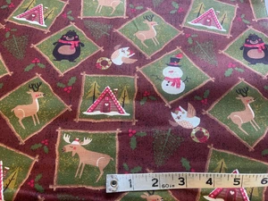 WEIHNACHTSJAGD AUF WEIHNACHTEN AUF BRAUNEM BAUMWOLLSTOFF (BTY) ***HINWEIS - Bild 1 von 2