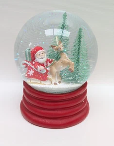 Christmas Snow Globe Santa with Sledge Sleigh Holiday Decoration Ornament 13cm - Picture 1 of 24