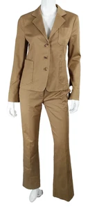 PRADA Golden Tan Cotton Twill Blazer & Bootcut Hosenanzug Set 44 - Bild 1 von 16