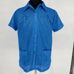 Vintage 70er Andea of New York Shirt Jac Shirt Jacke Oberteil Blau Neu aus altem Lagerbestand Gr. 38 XXL - Bild 1 von 6