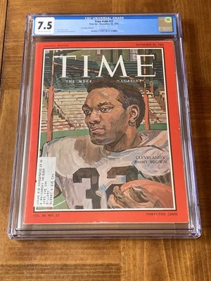Jim Brown Time CGC 7,5 blanco y negro (1965 Cleveland Salón de la fama)-no Sports Illustrated Foto 1 de 3