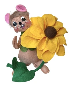 Annalee Dolls Brown Mouse w/ Sunflower Green Vest 7” - Picture 1 of 5