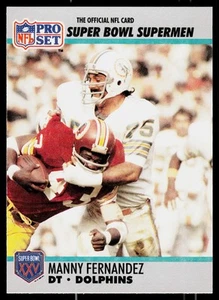 Manny Fernandez, 1990-91 Pro Set Super Bowl XXV Argento, #83, Miami Dolphins, - Foto 1 di 2