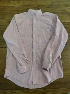Brooks Brothers 346 Men's 15.5 4/5 Red White Stripe Button-Down Shirt Non-Iron - Picture 1 of 6