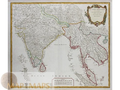 Антикварная карта империи Великих Моголов 1757 г. - Индия, Сиам, Цейлон и Мальдивы.  от Vaugondy. - Изображение 1 из 4