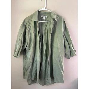 Nine Twenty East Olive Linen Cotton Blend Mens XXL Short Sleeve Button Up Shirt - Picture 1 of 6