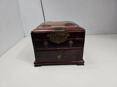 12'' Chinese Antique Wood Box natural Old Mahogany Box Jewelry Box - Image 1 of 4