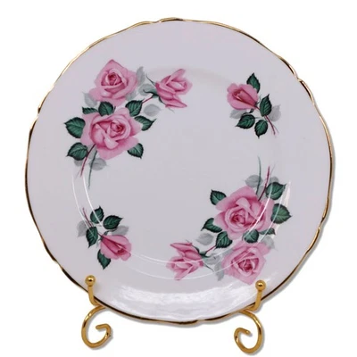 Regency Pink Rose Bone China 8" Salad Dessert Plate Vintage England 1950's - Image 1 of 3