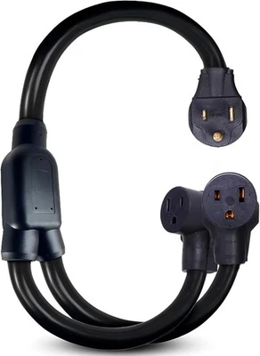 50A NEMA 6-50P Y Splitter Cord, 3FT 6AWG 240V, 2x6-50R for Welder EV Dryer RV - Image 1 of 4