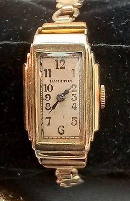 Reloj Pulsera Hamilton Art Deco Para Mujer Relleno Oro 10K Original Temprano Correr Foto 1 de 4