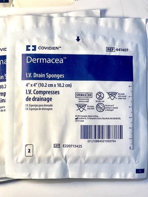 Covidien Dermacea IV Esponja de Drenaje 4 x 4” 9 Paquetes, Esponjas Ct 18 Piezas - 441407 Foto 1 de 2