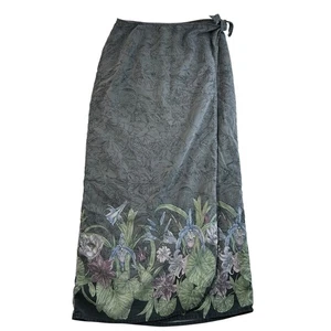 Tommy Bahama Sz M Silk Wrap Skirt Maxi Long Hawaiian Floral Resort Vacation - Picture 1 of 14