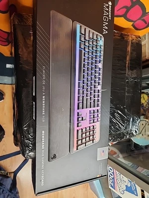 ROCCAT Magma Wired Silent Membrane Gaming Keyboard 5 Zone/ 10 LED AIMO RGB Black - Image 1 of 4